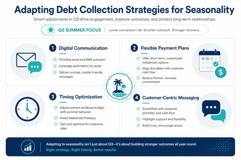 Infographic to show how debt collection strategies can change to reflect seasonality.